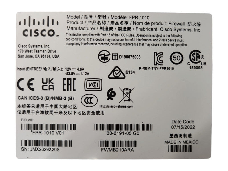 Cisco Firepower 1000 Series, FPR-1010, Factory Reset