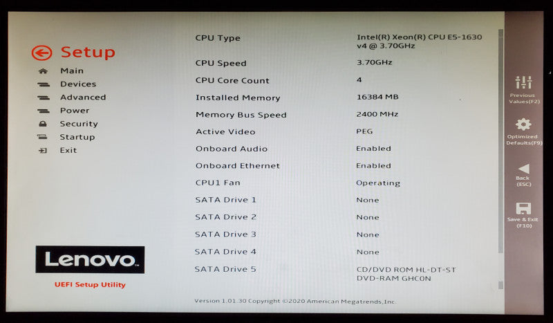 Lenovo ThinkStation P510 Xeon E5-1630 v4 16GB RAM K620 - No HDD