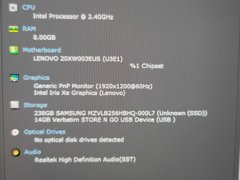 Lenovo ThinkPad X1 Carbon Gen 9 i5-1135G7 8GB RAM 256GB SSD  β Lap200