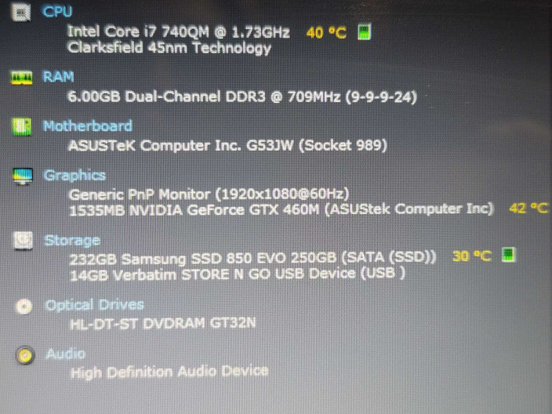 ASUS ROG G53J i7 740QM 6GB DDR3 GTX 460M 256GB SSD READ  β BudLap