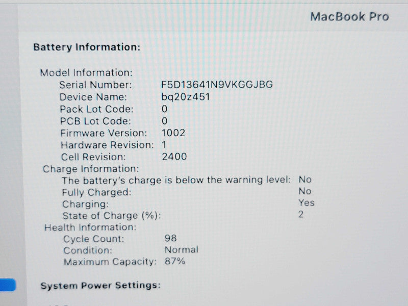 Apple Macbook Pro 2020 13" M1 @ 3.2GHz 8GB Ram 250GB SSD [A2338] (