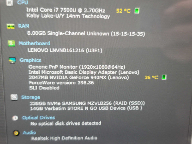 Lenovo IdeaPad 720S i7 7500U 8GB RAM 940MX 256GB SSD  β BudLap
