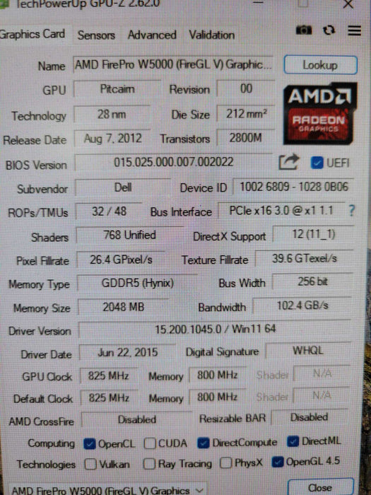 AMD FirePro W5000 2GB PCIE %