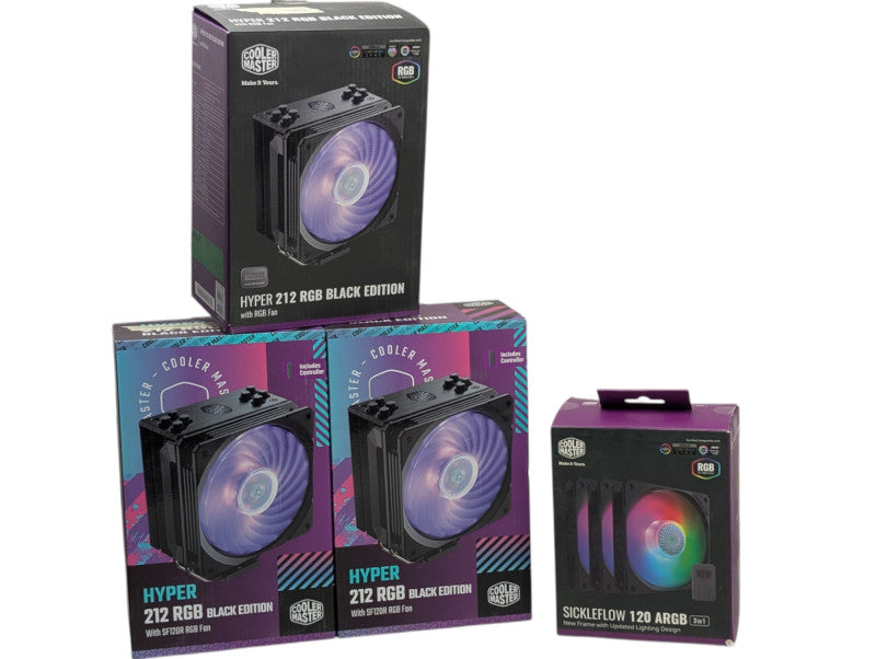 3x Hyper 212 RGB Black Edition CPU Coolers with Pack of 3 120mm ARGB Fans  -