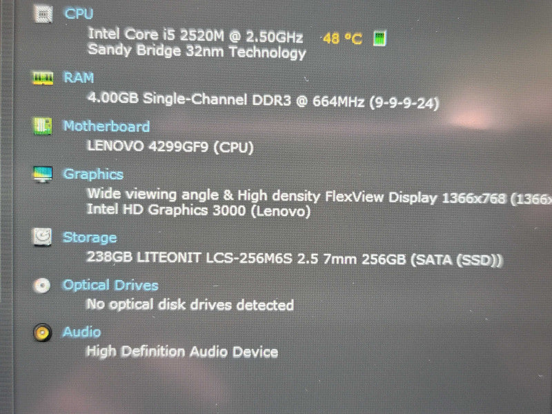 Retro Lenovo ThinkPad X220 i5-2520M 4GB DDR3 256GB SSD  β Lap200