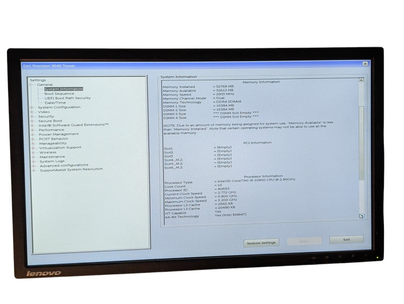 DELL Precision 3640 Tower Intel Core i9-10900 32GB RAM & 512GB NVMe Q-