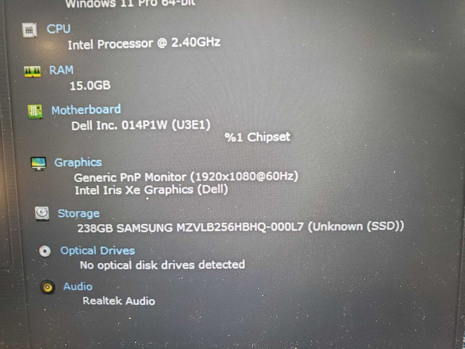 Dell Latitude 5420 Core i5-1135G7@2.40GHz 16GB RAM 256GB NVME  Lap200