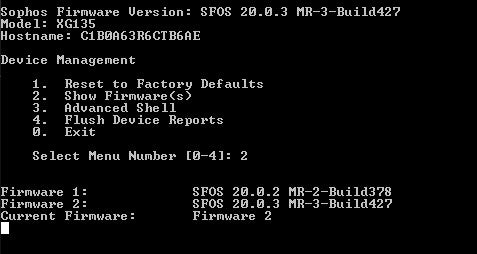 Sophos XG 135 REV Rev.3, Network Security Firewall Appliance, Factory Reset