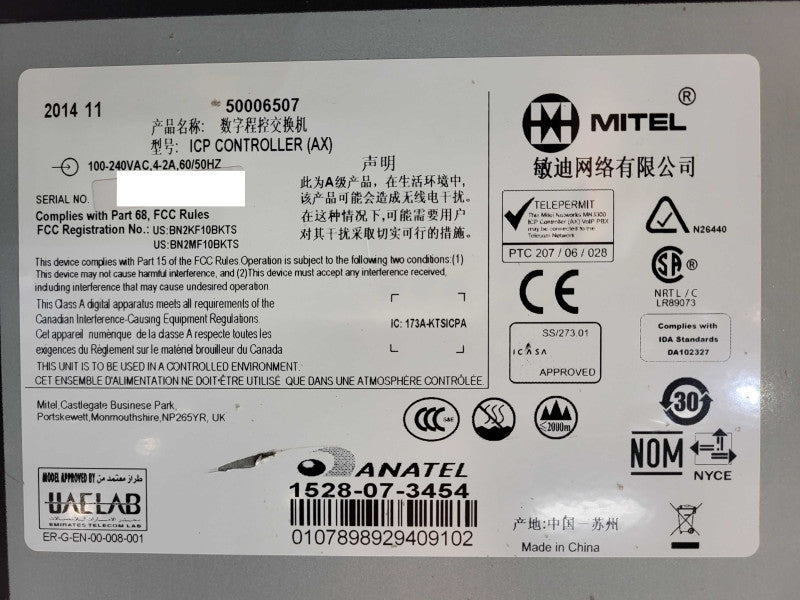 Mitel ICP Controller (AX) 50006507 $