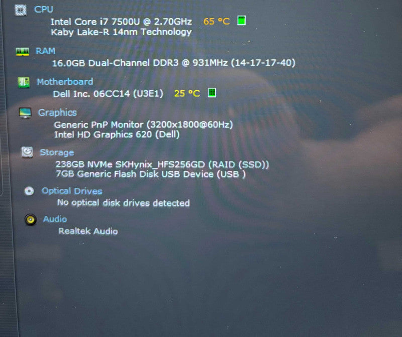 Dell XPS 13 9360 "3K" TOUCH i7-7500U@2.7GHz 16GB RAM 256GB SSD READ!  Lap200