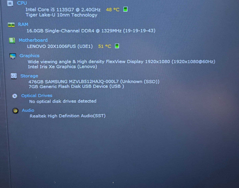 Lenovo ThinkPad L14 Core i5-1135G7@2.4GHz 16GB DDR4 RAM 256GB SSD  Lap200