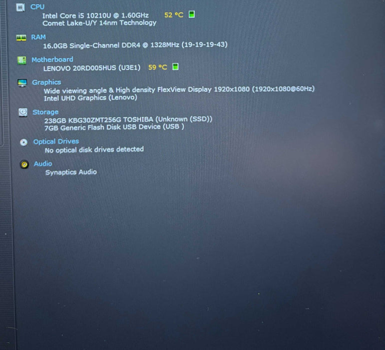 Lenovo ThinkPad E15 Core i5-10210U@1.6GHz 16GB DDR4 RAM 256GB SSD READ!  Lap200