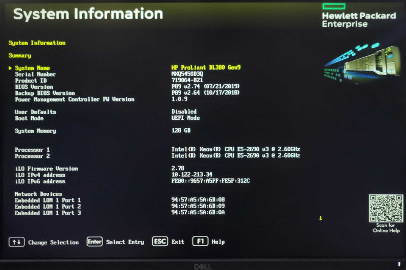 HP DL380 Gen9 2U 8x 2.5", 2x Xeon E5-2690 v3 2.60G0Hz, 128GB DDR4, P440ar _