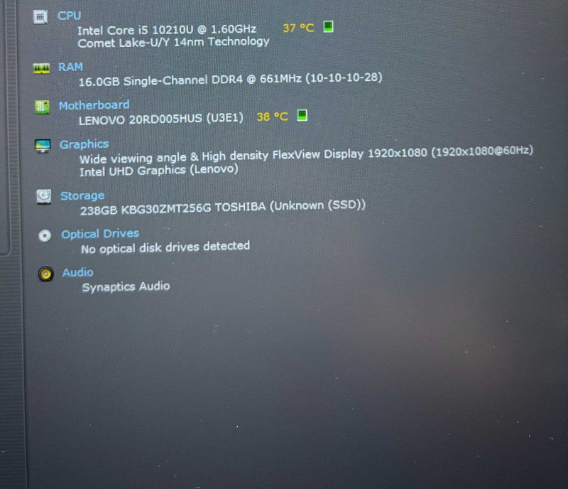 Lenovo ThinkPad E15 Core i5-10210U@1.6GHz 16GB DDR4 RAM 256GB SSD Q Lap200