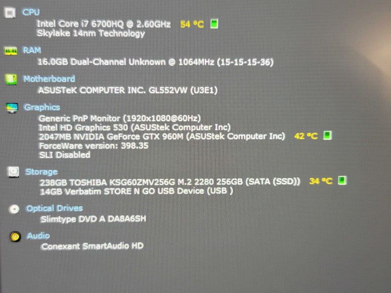 ASUS ROG GL552V i7 6700HQ 16GB DDR4 GTX 960M 256GB M.2 SSD READ β BudLap