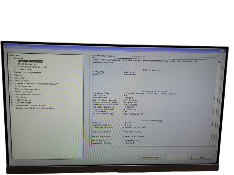 Dell OptiPlex 3080 USFF i5 - 10500T @ 2.30GHz 16GB DDR4 Ram θ