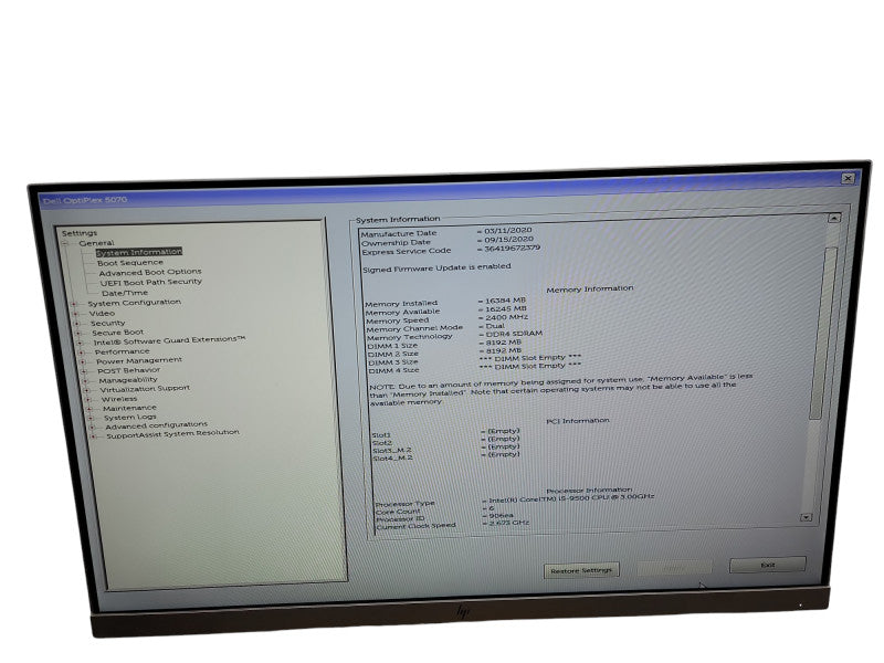 Dell OptiPlex 5070 SFF i5 - 9500 @ 3.00GHz 16GB DDR4 Ram Qθ