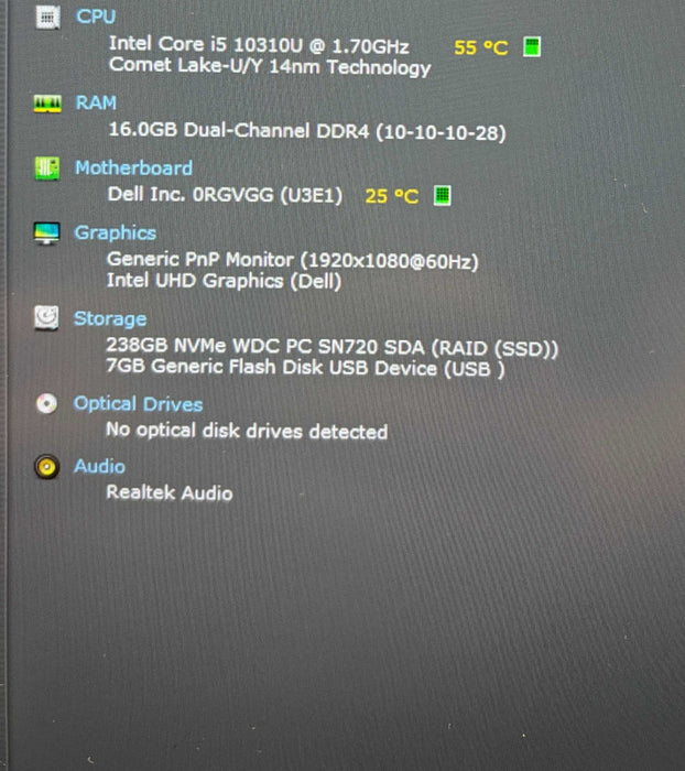Dell Latitude 5310 Core i5-10310U@1.7GHz 16GB RAM 256GB SSD  Lap200