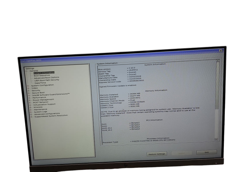 Dell OptiPlex 3070 SFF i5 - 9500 @ 3.00GHz 16GB DDR4 Ram  Qθ