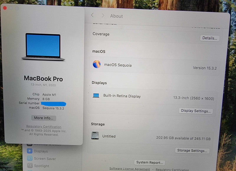 Apple MacBook A2338 2020 13" | Apple M1 | 8GB RAM | 256GB SSD - READ