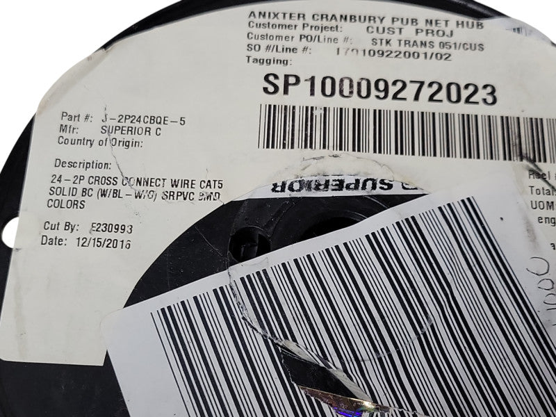 24-2P CROSS CONNECT WIRE CAT5 SOLIDBC (W/BL-W/0) SRPVC _