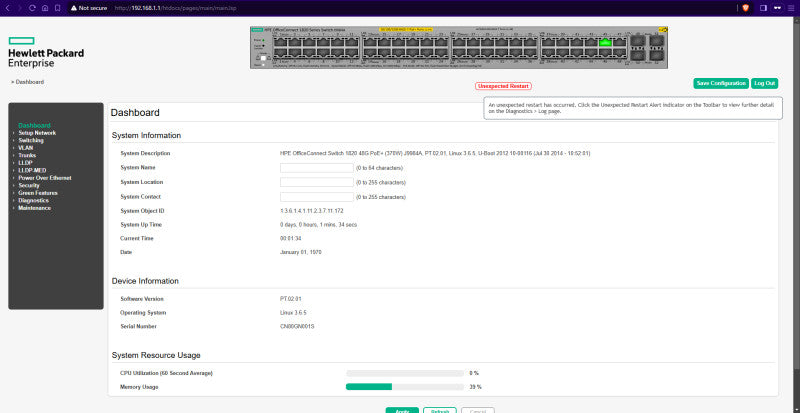 HPE OfficeConnect Switch 1820 48G PoE+ (370W) J9984A