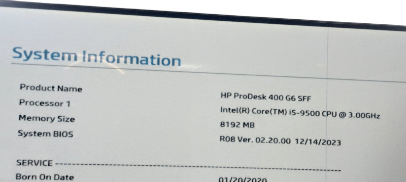 HP PRODESK 400 G6 SFF | i5-9500 CPU |8GB RAM| No HD| READ Q