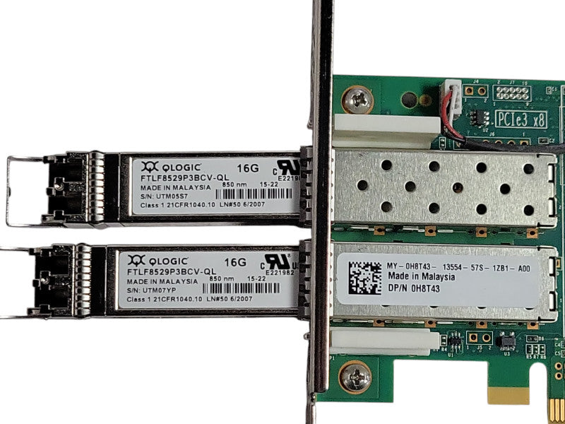 Dell H8T43 QLogic QLE2662-DEL 16Gb/s Dual Port FC HBA Card w/ SFPs _