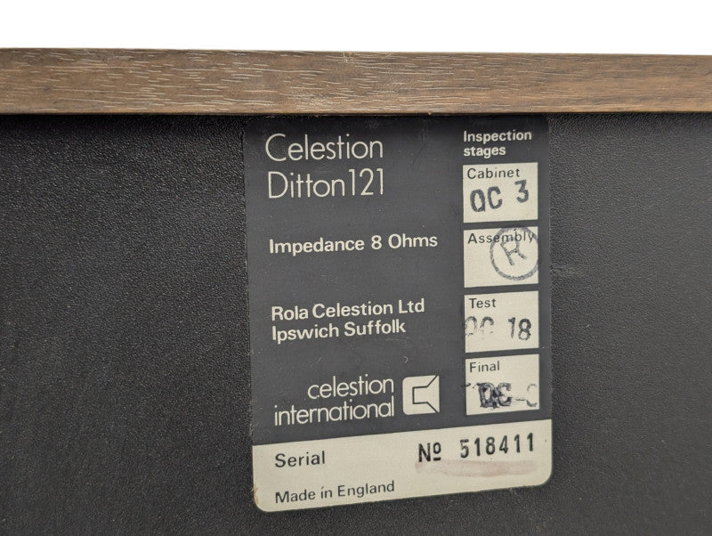 Pair of 2x Celestion Ditton 121 8 Ohms 2-Way Speakers  -