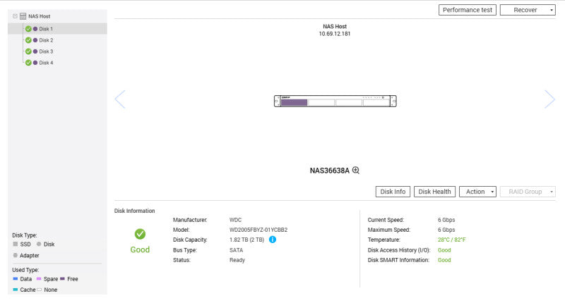 QNAP TS-432XU-RP 1U 4-Bay NAS, 4x 2TB HDDs