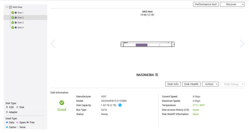 QNAP TS-432XU-RP 1U 4-Bay NAS, 4x 2TB HDDs