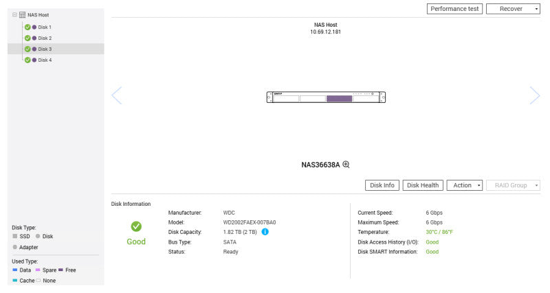 QNAP TS-432XU-RP 1U 4-Bay NAS, 4x 2TB HDDs