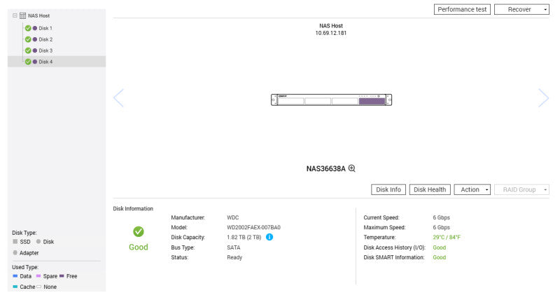 QNAP TS-432XU-RP 1U 4-Bay NAS, 4x 2TB HDDs
