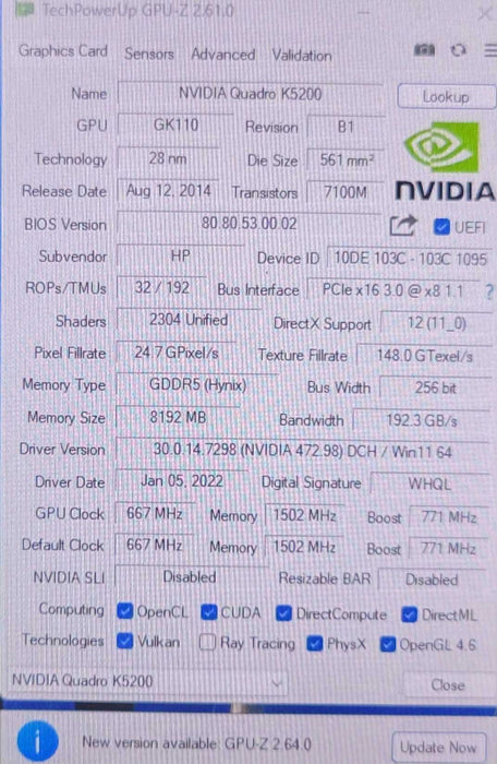 Nvidia Quadro K5200 8GB GDDR5 Graphics Cards _