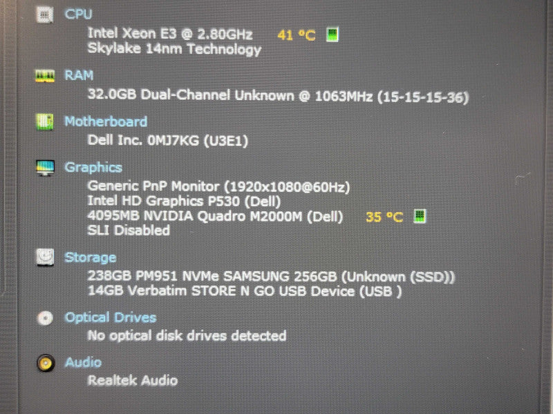 Dell Precision 7510 Xeon E3-15055 v5 32GB DDR4 Quadro M2000 256GB SSD READ! β BudLap