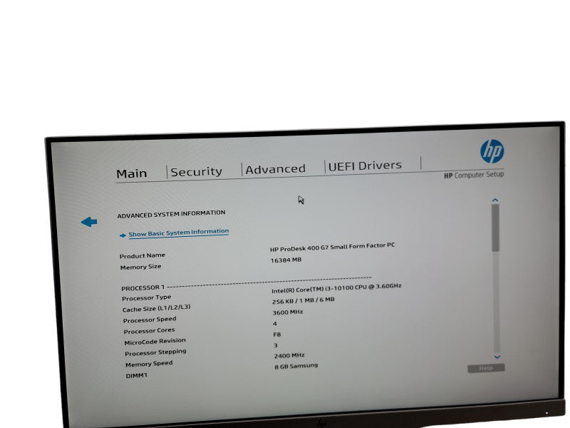 HP ProDesk 400 G7 SFF i3 - 10100 @ 3.60GHz 16GB DDR4 Ram θ
