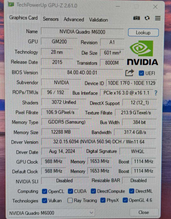 NVIDIA Quadro M6000 | 12GB GDDR5 PCIe Graphics Card | DisplayPort DVI Q