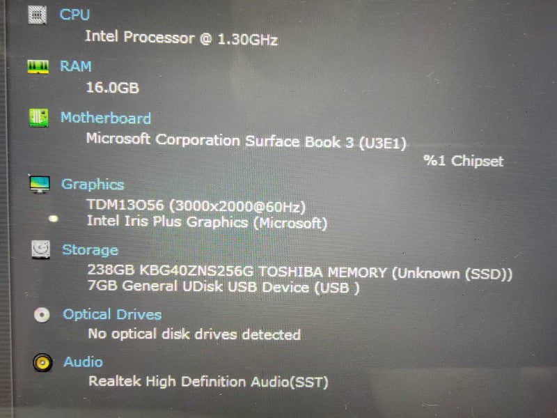 MS Surface Book 3 1900 15" | i7-1065G7 @1.3GHz 16GB RAM 256GB SSD - READ  Lap200