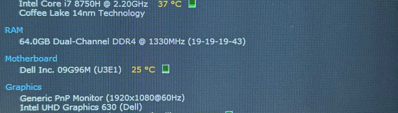 Dell Precision 7730 i7-8750H@2.2GHz QUADRO P3200 6GB GPU 32GB RAM 256GB SSD  Lap200