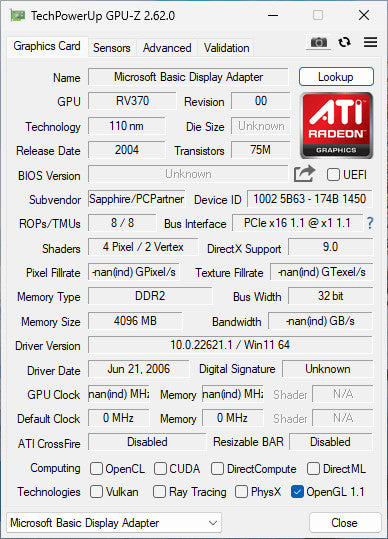 ATi Radeon X550 256MB PCIE (RV370) %