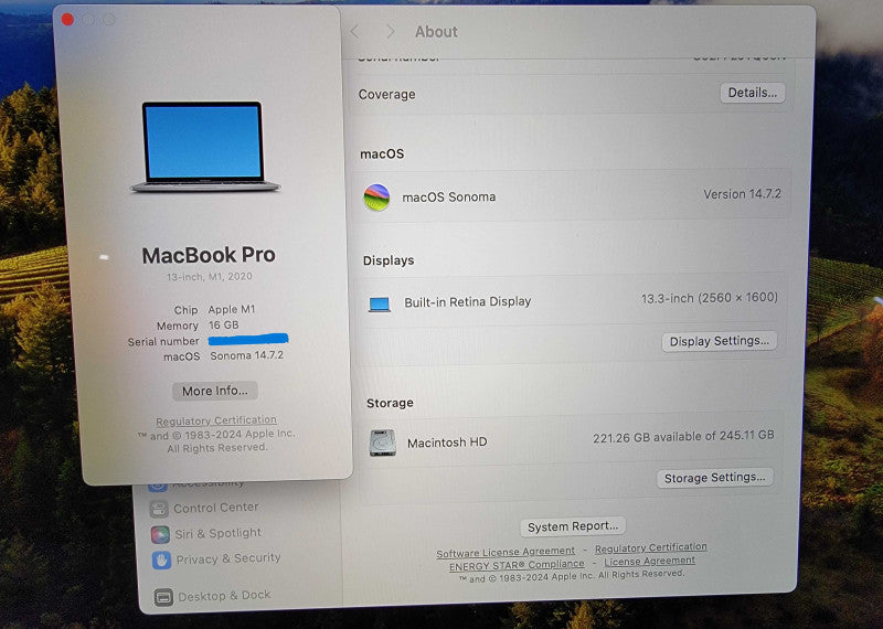Apple MacBook Pro A2338 2020 13" | Apple M1 | 8GB RAM | 256GB SSD - READ