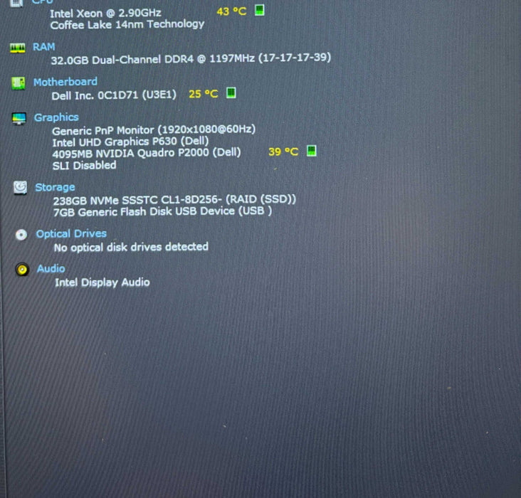 Dell Precision 7530 XEON E-2186M QUADRO P2000 4GB GPU 32GB 256SSD READ!   Lap200