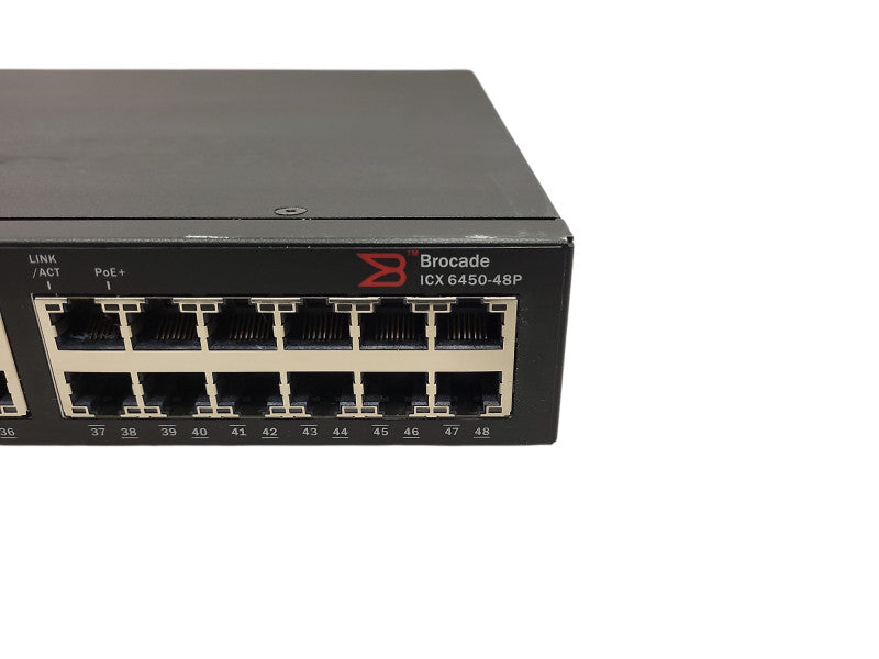 Brocade ICX6450-48P, 48-Port Gigabit PoE+ Switch, 4x1/10G SFP+ w/Rackmount Q$