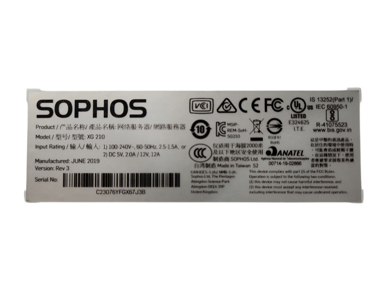 Sophos XG 210 Network Security Firewall Appliance with Rack Mount Ear