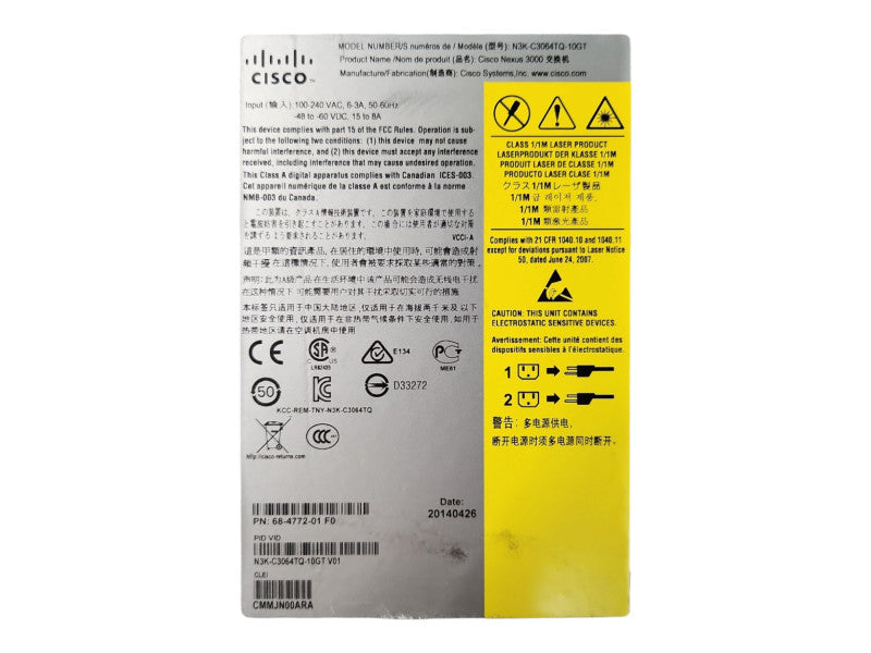 Cisco Nexus 3064-T N3K-C3064TQ-10GT Ethernet Network Switch