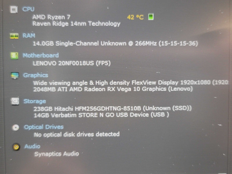 Lenovo ThinkPad E595 Ryzen 7 3500U 16GB DDR4 256GB SSD  β BudLap