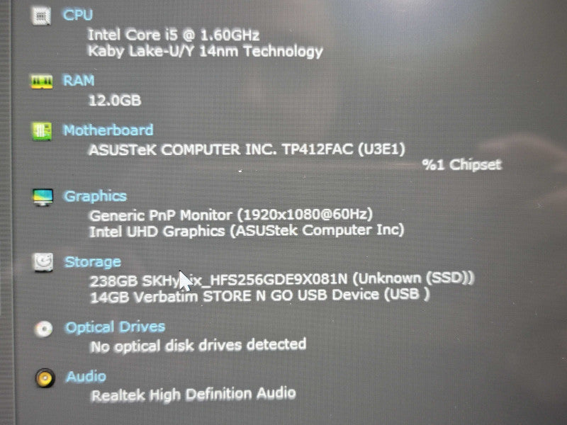 ASUS VivoBook Flip 14 i5-10201U 12GB RAM 256GB SSD NO ADAPTER READ  β Lap200