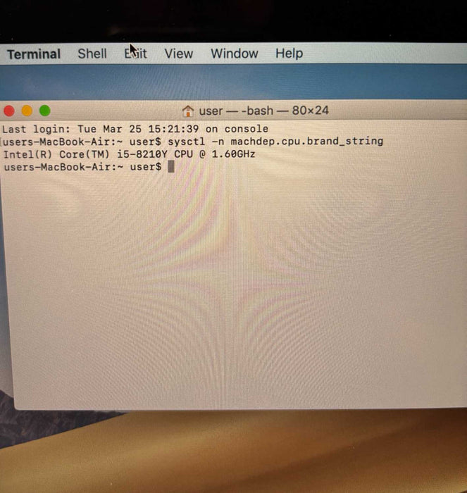 Apple MacBook Air 13" Silver 2019 i5-8210Y 8GB 128SSD No Power Adapter