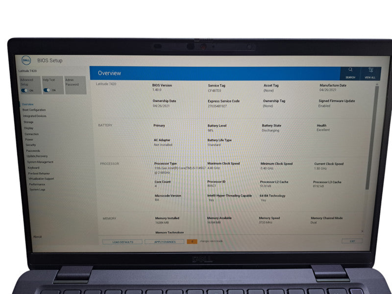 Dell Latitude 7420 Core i5-1145G7 @2.60GHz, 16GB DDR4, 256GB NVMe, Wi-Fi 6  Lap200