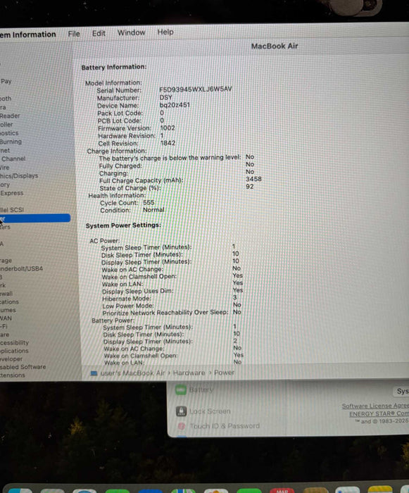 Apple MacBook Air 13" Silver 2019 i5-8210Y 16GB RAM 128SSD No Power Adapter